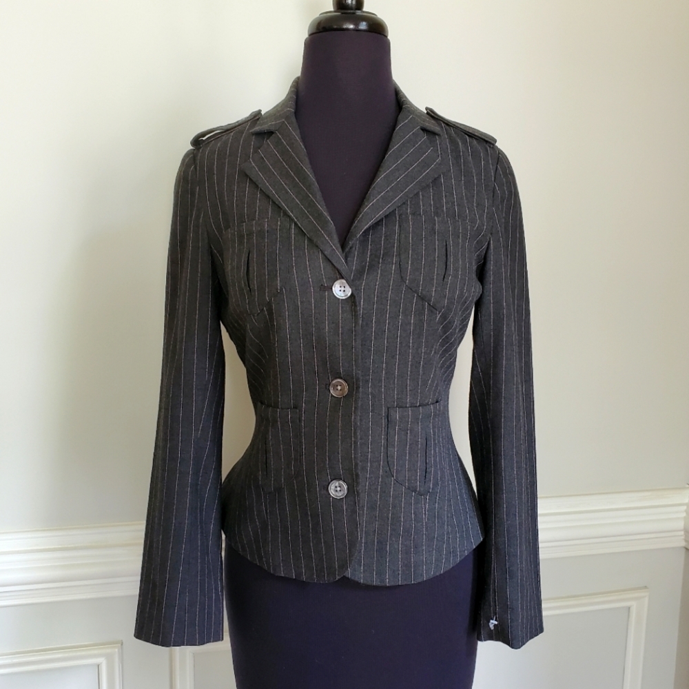 Tibi Military Style Wool Blend Jacket